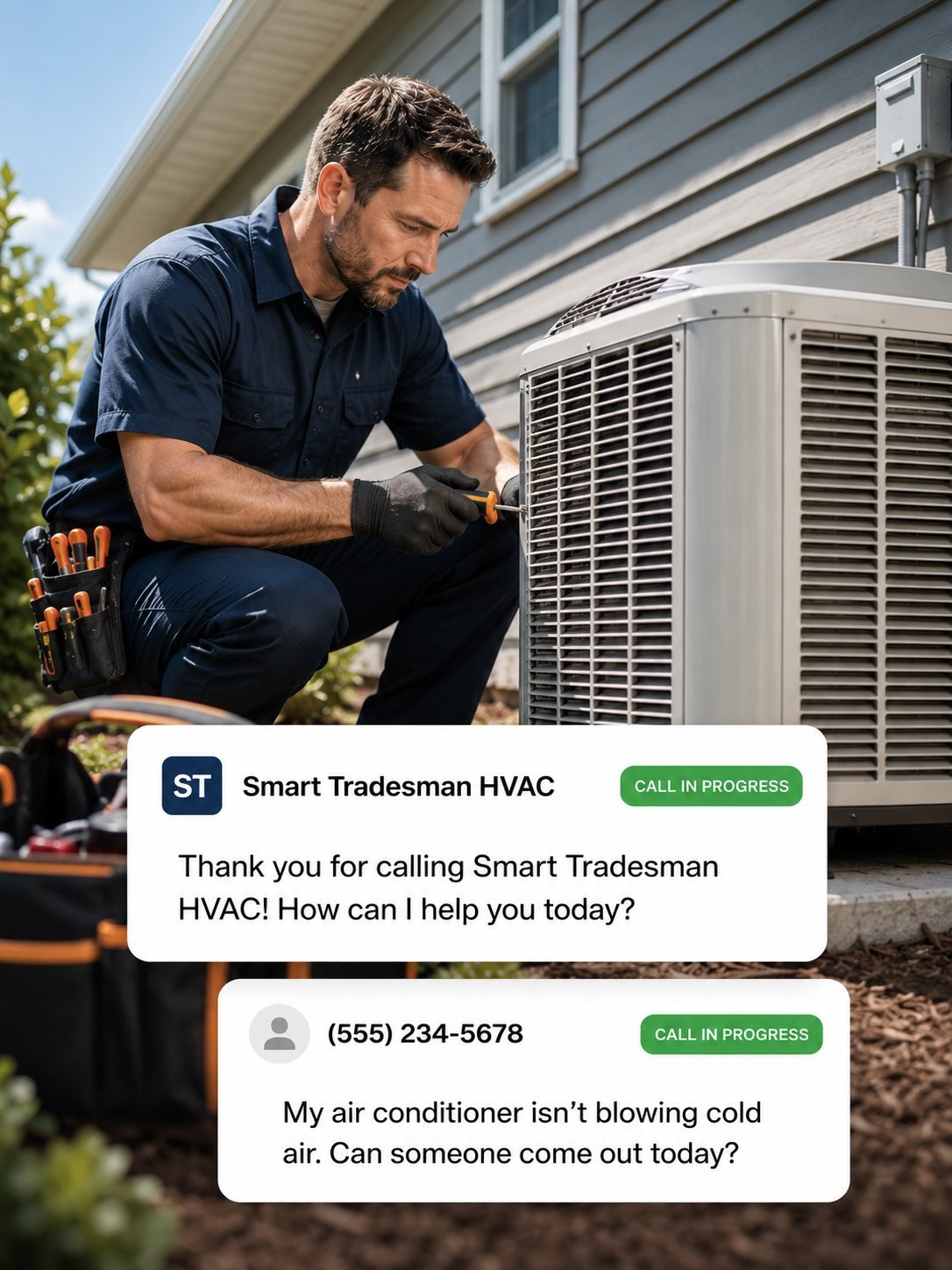 HVAC technician with automated booking system