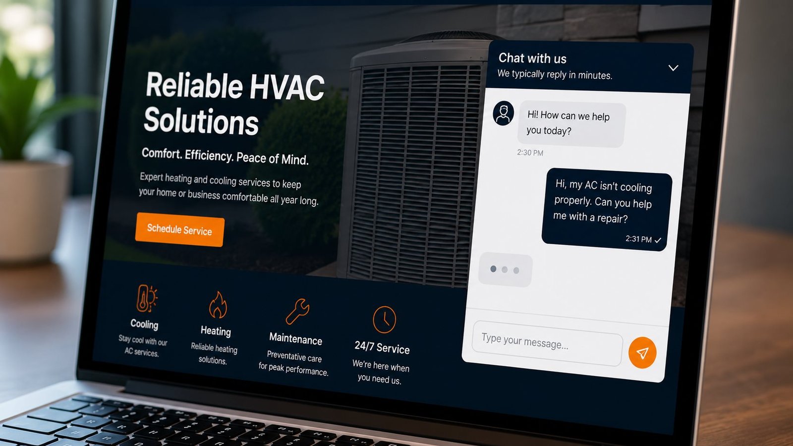 Website chat capturing HVAC lead