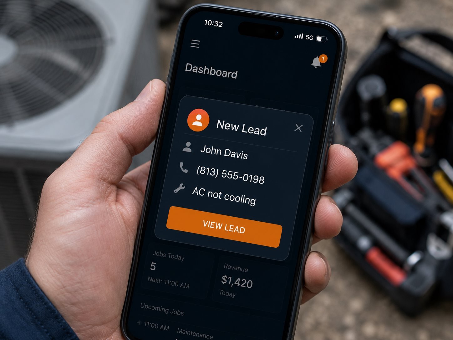New lead notification captured in mobile app