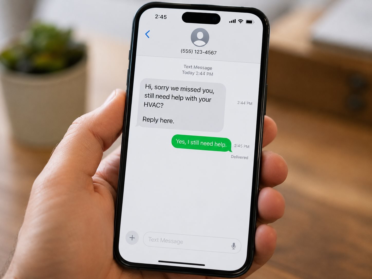 Automatic SMS reply sent after missed call