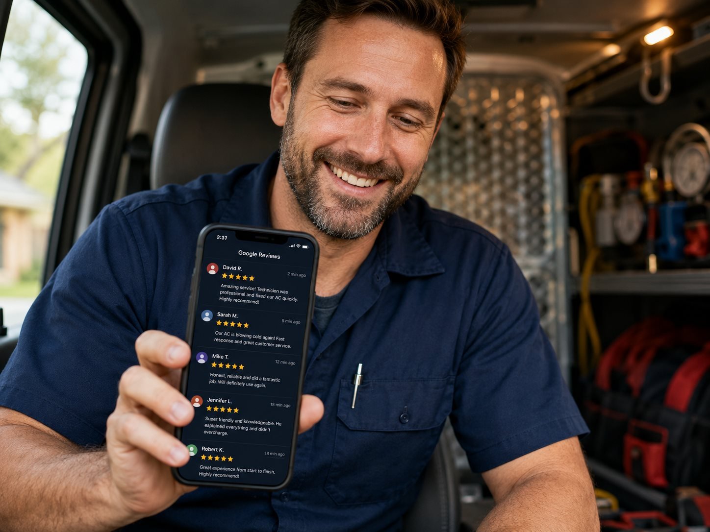 HVAC contractor receiving 5-star Google reviews